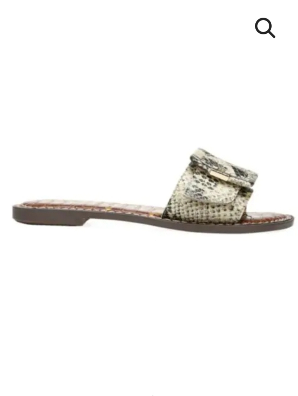 Sam Edelman Granada Snake‑Print Leather Slide Sandals Beige/Gray W 8.5